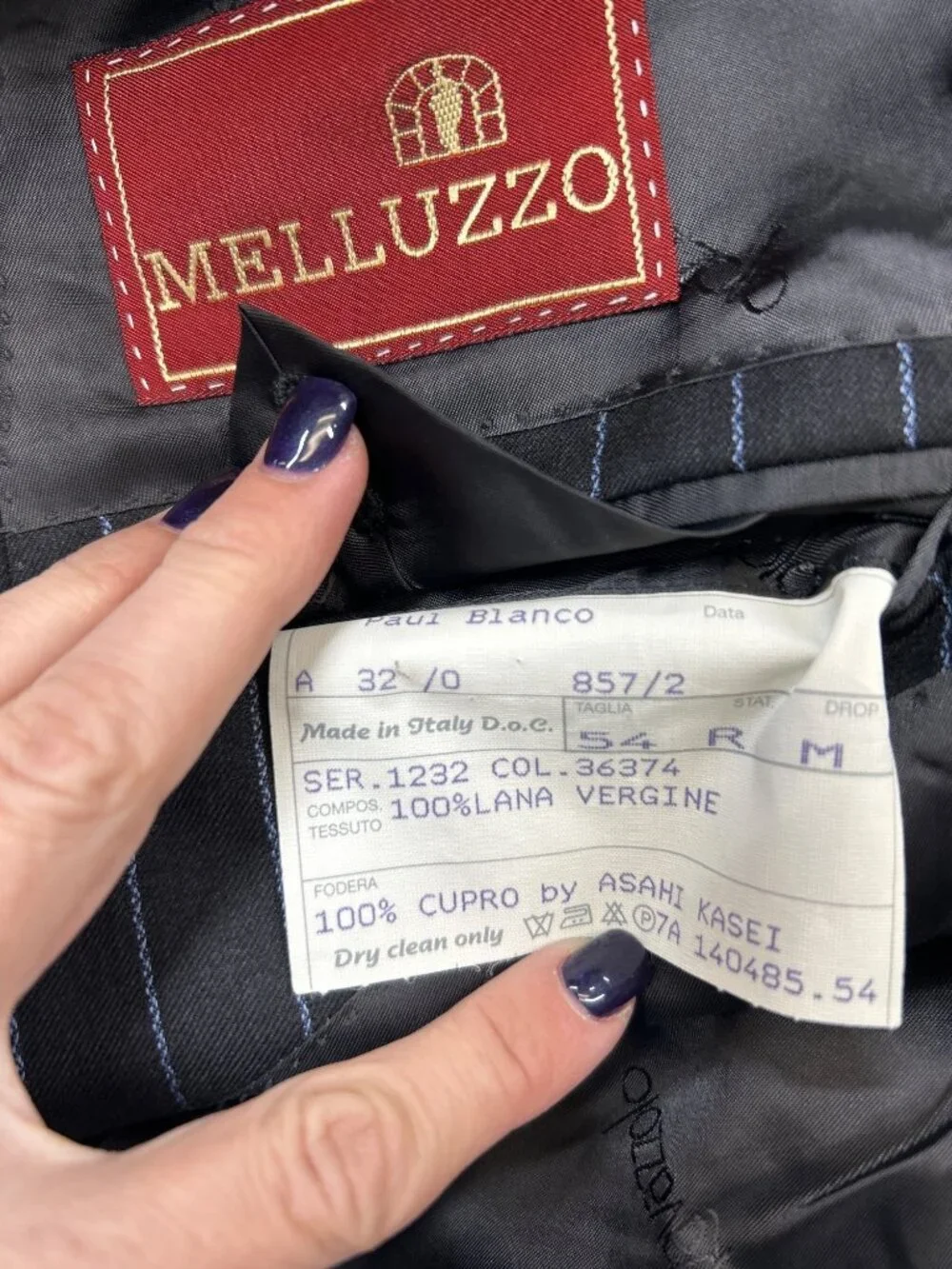 Ravazzolo Suit Jacket Blazer Men's US 44 Gray Blue Pinstripe Virgin Wool Italy